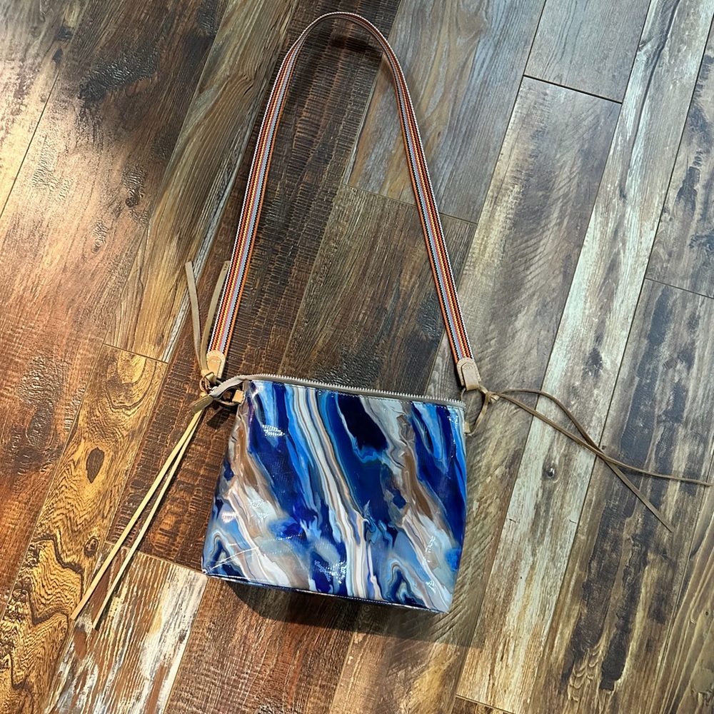 Consuela Artistic Blue and Tan Crossbody Bag